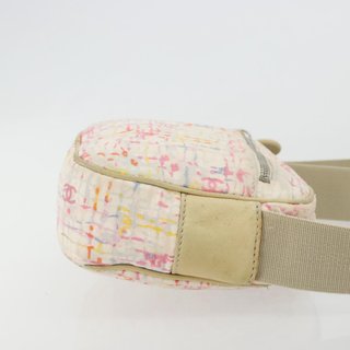 CHANEL Shoulder Bag Canvas Pink Beige Silver CC
