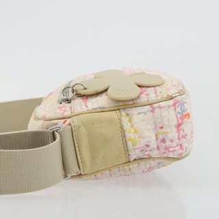 CHANEL Shoulder Bag Canvas Pink Beige Silver CC