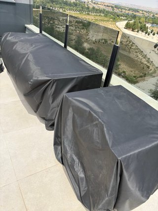 Conjunto sofá modular terraza mimbre