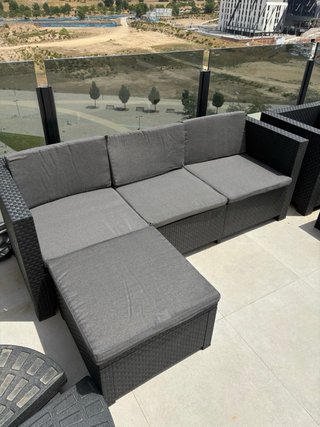 Conjunto sofá modular terraza mimbre