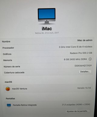 OCASIÓN! iMac Apple 21,5” COMO NUEVO