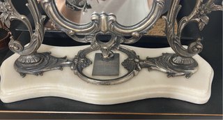 Espejo Tocador Antiguo Plata y Mármol