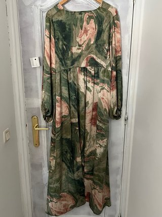 Vestido largo estampado manga larga