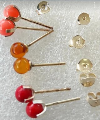 Pendientes Plata 925 Coral Mediterráneo