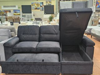 Sofá Cama Chaise Longue Negro Terciopelo