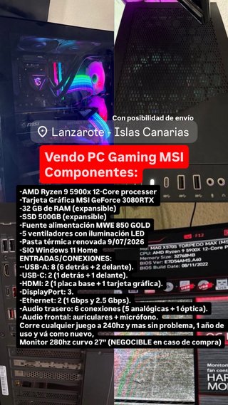 PC da Gaming MSI Ryzen 9 3080 RTX