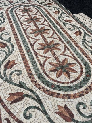 Conjunto Jardín Piedra y Mosaico Mesa + 4 Bancos