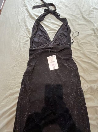 Vestido fiesta brillo negro talla L