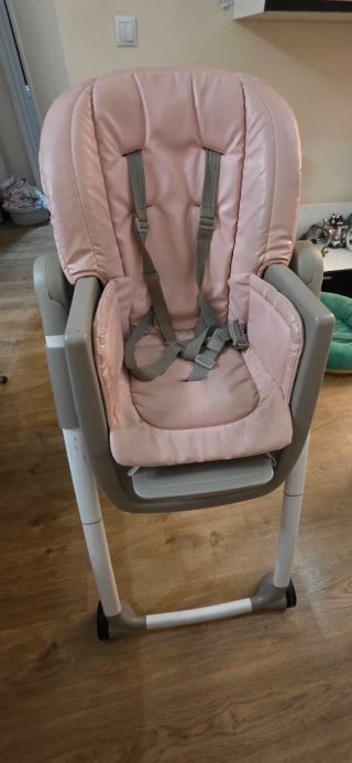 Trona bebé rosa y gris