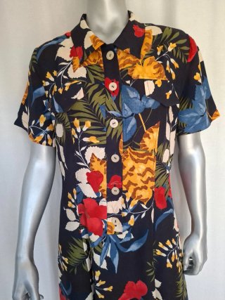 Vestido estampado floral manga corta