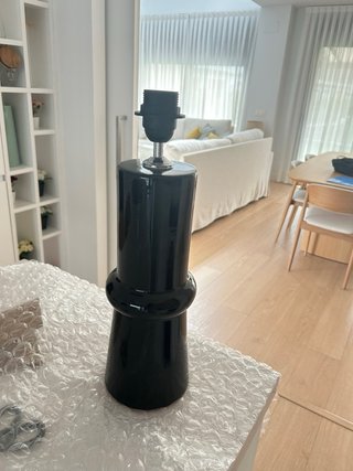Base Lámpara Mesa Cerámica Negra