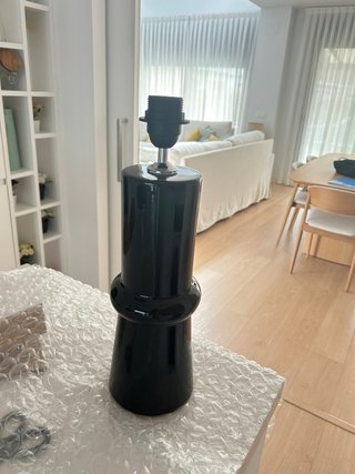 Base Lámpara Mesa Cerámica Negra