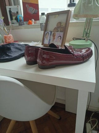 Mocasines Zara Rojo Burdeos Charol