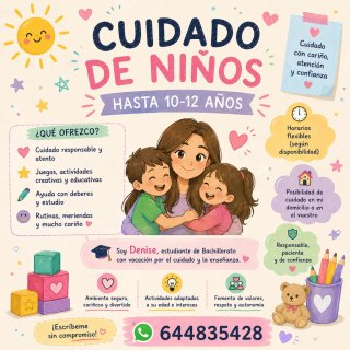 Cuidado niñ@s hasta 10-12 años.