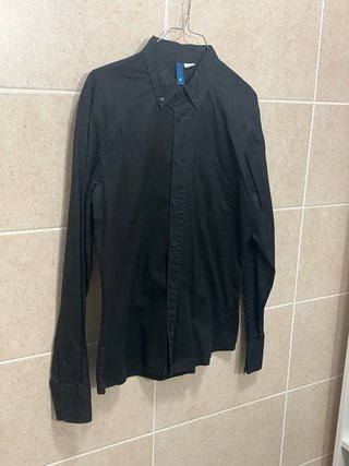 Camisa H&M Negra Talla S Elástica Hombre
