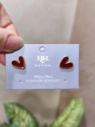 Orecchini a cuore ROVOG rossi e oro