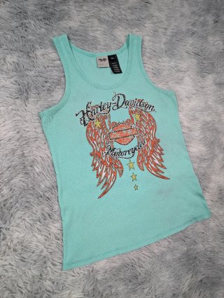 Harley Davidson Camiseta Tirantes Turquesa Vintage