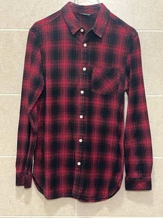 Bershka Camisa Cuadros Roja y Negra Talla XS