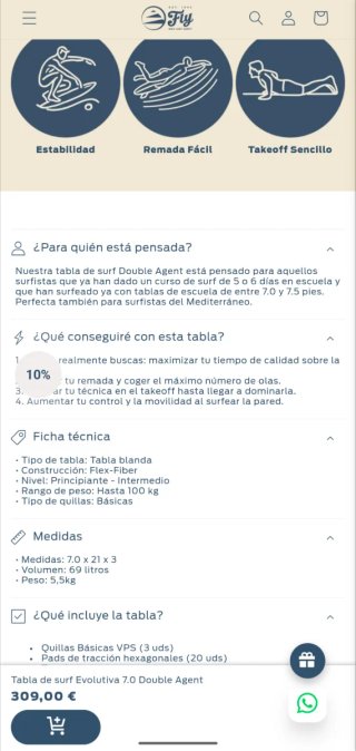 Tabla de surf Flysurf 7'0 Double Agent e invento.