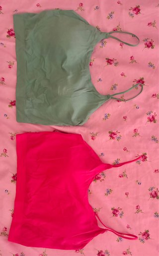 2 Tops básicos verde agua y rosa Talla L
