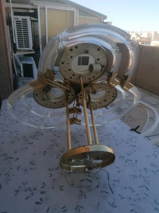 Lámpara de techo cristal y metal dorado