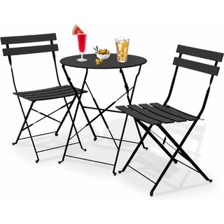 Set 3 Pezzi Giardino Tavolo con 2 Sedie Bistrot Pieghevole
