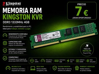 Memoria RAM Kingston 4GB DDR3 1333MHz KVR