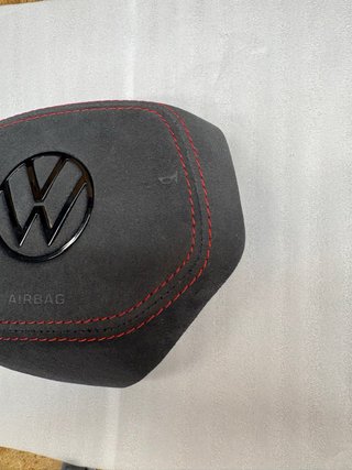 Cover airbag Volkswagen in camoscio Cuciture Rosse