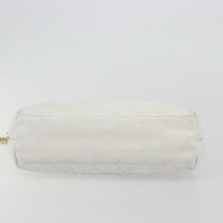 CHANEL Chain Shoulder Bag Lamb Skin White Gold CC