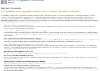 TV Samsung QE65Q75B 65"SmartTV QLED 4K 120Hz HDR10