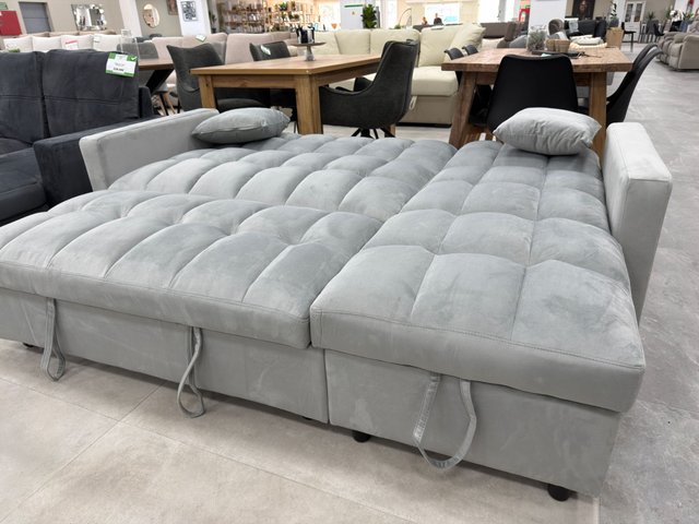 Sofá cama gris de tela Oferta!