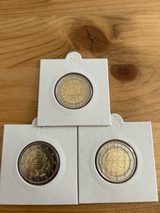 Lote 3 monedas 2 euros Bélgica sin circular