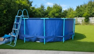 Piscina desmontable azul y verde muy muy grande