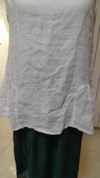 Blusa 100% Lino Bianca e Verde