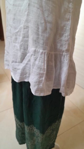 Blusa 100% Lino Bianca e Verde