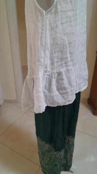 Blusa 100% Lino Bianca e Verde