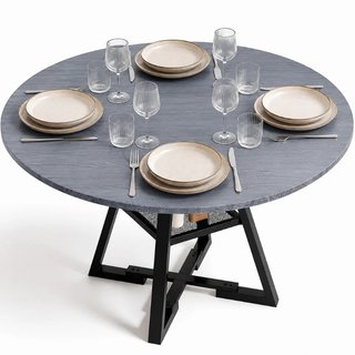 Tavolo per Sala da Pranzo Tondo Grigio con Ripiano