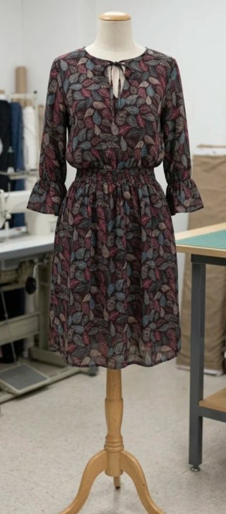 Vestido estampado hojas forrado