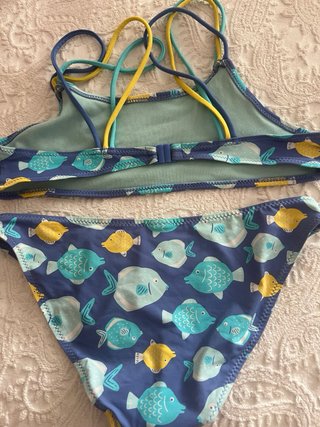 Bikini niña peces azul y amarillo