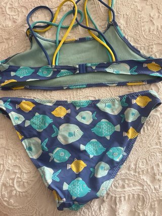 Bikini niña peces azul y amarillo