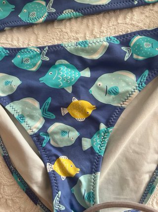Bikini niña peces azul y amarillo