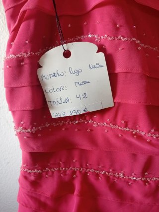 Vestido fiesta rosa talla 42 nuevo