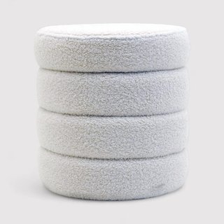 Uxi - Pouf tondo contenitore bianco per salotto · Bignè