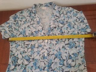 Blazer Estivo Vintage 80s Fiori Blu Taglia XL/XXL