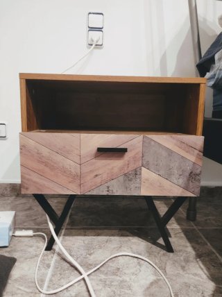 2 x Mesitas de noche moderna madera y metal
