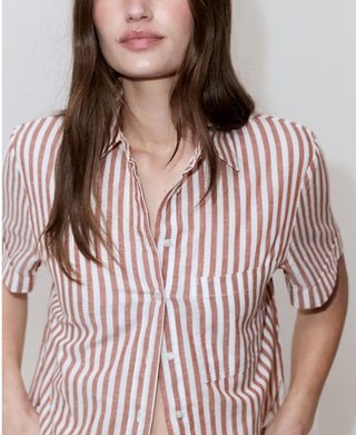 Camisa Mango Rayas Marrón Talla S