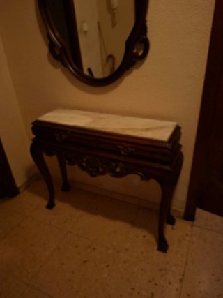 Consola recibidor espejo mármol madera