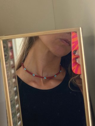 Set collane perle rosse e turchesi