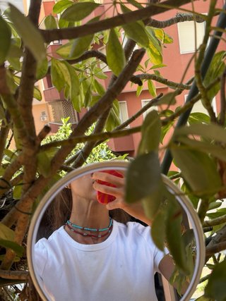 Set collane perle rosse e turchesi