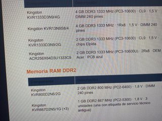 Memoria RAM DDR3 y DDR2 Kingston